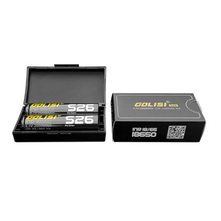 18650 - GOLISI S26 INR 2600mAh 25A PROTECTED - 2 PEZZI - Flat top