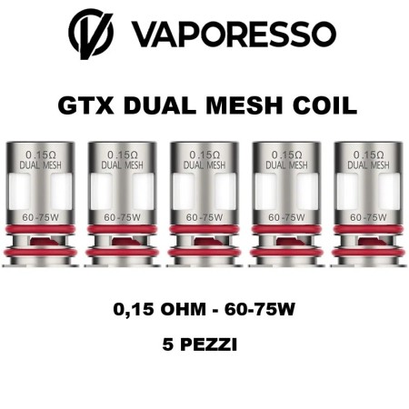 Vaporesso - GTX DUAL MESH COIL 0.15ohm - 5 PEZZI