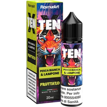 SHOT - Flavour Art - Ten X - PESCA BIANCA & LAMPONE - aroma 20+40 in flacone da 60ml
