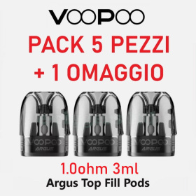 PACCO Voopoo - POD DI RICAMBIO ARGUS TOP FILL 1,0 ohm 3ml - 3 PEZZI - PACK 5+1 OMAGGIO
