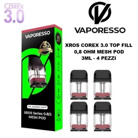 Vaporesso - XROS POD DI RICAMBIO COREX 3.0 TOP FILL 0.8ohm - 4 PEZZI - 3ml