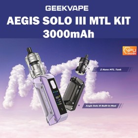 GeekVape - KIT AEGIS SOLO 3 MTL 100W - 3000 mAh Batteria Integrata con Z Nano MTL TANK 4ml