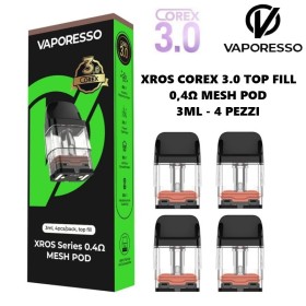 Vaporesso - XROS POD DI RICAMBIO COREX 3.0 TOP FILL 0.4 ohm - 3ml - 4 PEZZI