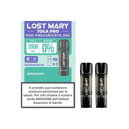 Lost Mary - POD PRECARICATE TOCA PRO 0mg/ml - Spearmint - 2 PEZZI