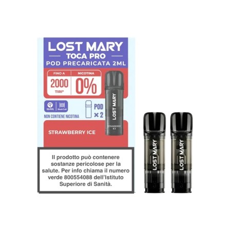 Lost Mary - POD PRECARICATE TOCA PRO 0mg/ml - Strawberry Ice - 2 PEZZI