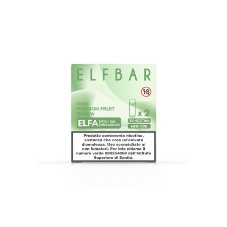 ElfBar - ELFA POD PRECARICATE 20mg/ml - KIWI PASSION FRUIT GUAVA - 2 PEZZI