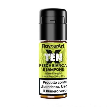Flavour Art - Ten X - PESCA BIANCA E LAMPONE 20mg/ml - Liquido pronto ai sali di nicotina 10ml