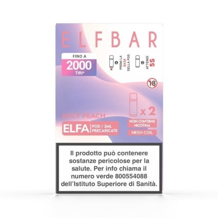 ElfBar - ELFA POD PRECARICATE 0mg/ml - JUICY PEACH - 2 PEZZI