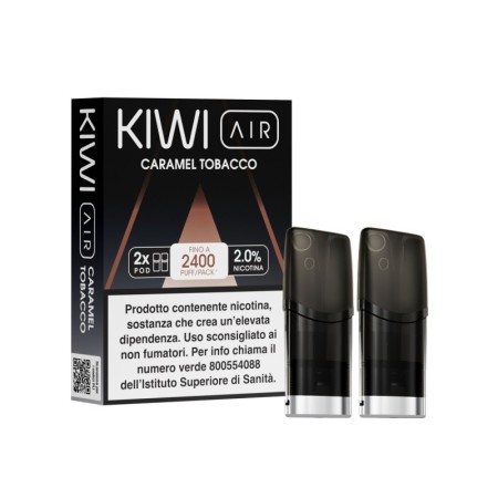 Kiwi Vapor - AIR POD PRECARICATE per Kiwi Air 20mg/ml - CARAMEL TOBACCO - 2 PEZZI