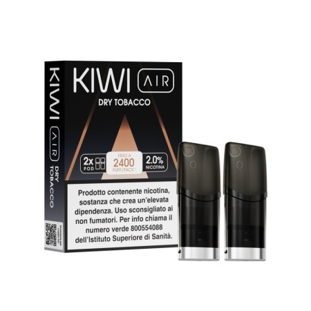 Kiwi Vapor - AIR POD PRECARICATE per Kiwi Air 20mg/ml - DRY TOBACCO - 2 PEZZI