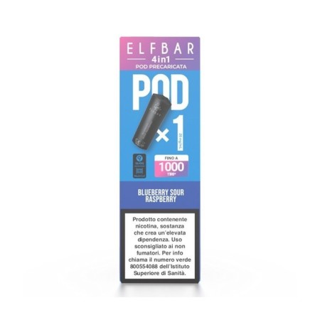 ElfBar - ELFBAR 4IN1 POD PRECARICATE 20mg/ml - BLUEBERRY SOUR RASPBERRY - 1 PEZZO