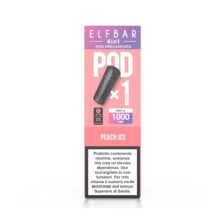 ElfBar - ELFBAR 4IN1 POD PRECARICATE 20mg/ml - PEACH ICE- 1 PEZZO