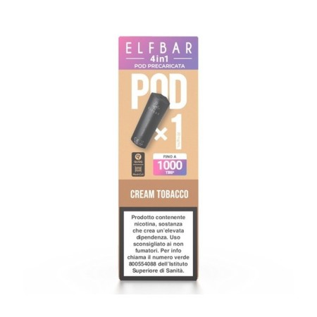 ElfBar - ELFBAR 4IN1 POD PRECARICATE 20mg/ml - CREAM TOBACCO - 1 PEZZO