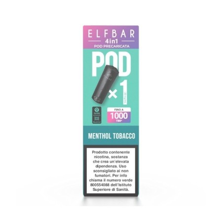 ElfBar - ELFBAR 4IN1 POD PRECARICATE 20mg/ml - MENTHOL TOBACCO - 1 PEZZO