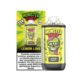 Monster Vape - KIT MONSTER PUFF 1000mAh CON REFILL MONSTER PUFF DA 10ml - con sali di nicotina 20mg/ml - Lemon Lime