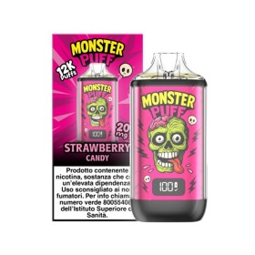 Monster Vape - KIT MONSTER PUFF 1000mAh CON REFILL MONSTER PUFF DA 10ml - con sali di nicotina 20mg/ml - Strawberry Candy