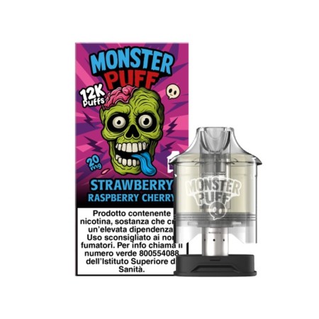 Monster Vape - REFILL MONSTER PUFF DA 10ml - con sali di nicotina 20mg/ml - Strawberry Raspberry Cherry